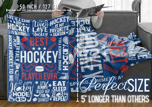 Vista 3 de InnoBeta Regalos de hockey para niños y hombres, mantas de franela de cama de 50 x 65 pulgadas para Navidad, regalos de hockey para niños de 8 a 12