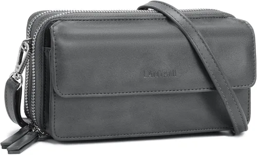 Vista 30 de Lanyani Cartera Cruzada RFID con Correa de Muñeca y Bolsillo para Teléfono para Mujeres de Cuero Vegano