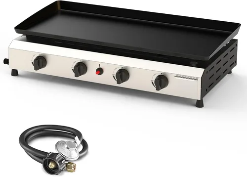 Vista 13 de Parrilla plegable de 2 quemadores de gas, parrilla de propano desmontable de acero inoxidable de 28 pulgadas, parrilla de barbacoa plana de 30,000