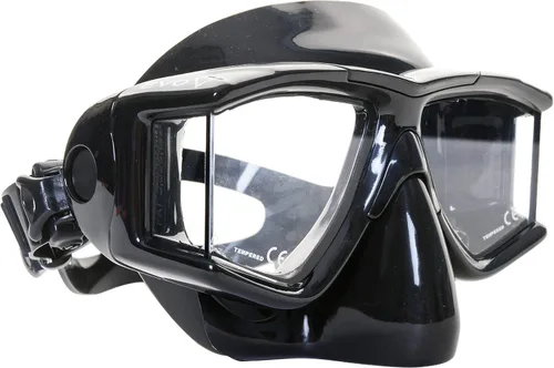 Vista 10 de EVO Hammerhead+ - Máscara de buceo panorámico de 4 lentes con válvula de purga, buceo libre, esnórquel, máscara de buceo para hombres y mujeres Negro