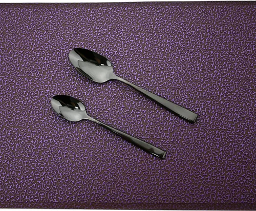 Vista 9 de Juego de cubiertos de mango grueso de 24 piezas, acero inoxidable 18/10 negro antiguo con cuchillo para carne, juego de cubiertos pulidos de espejo