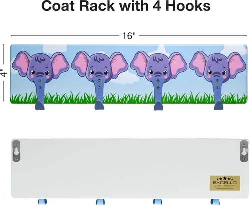 Vista 2 de EXCELLO GLOBAL PRODUCTS Ganchos para abrigos infantiles (elefante)