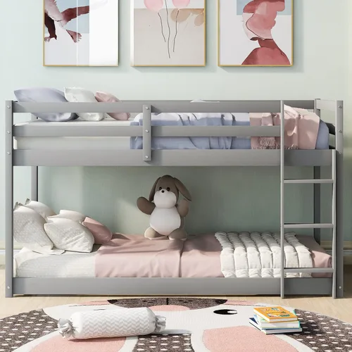 Vista 7 de Merax Litera individual sobre cama individual con escalera y barandillas de seguridad para adolescentes, niños o niñas, no necesita caja