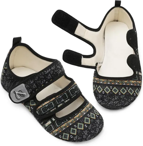 Vista 6 de LeIsfIt Pantuflas de casa para mujeres y hombres, pantuflas anchas para diabéticos, ajustables, zapatos de casa descalzos, calcetines suaves