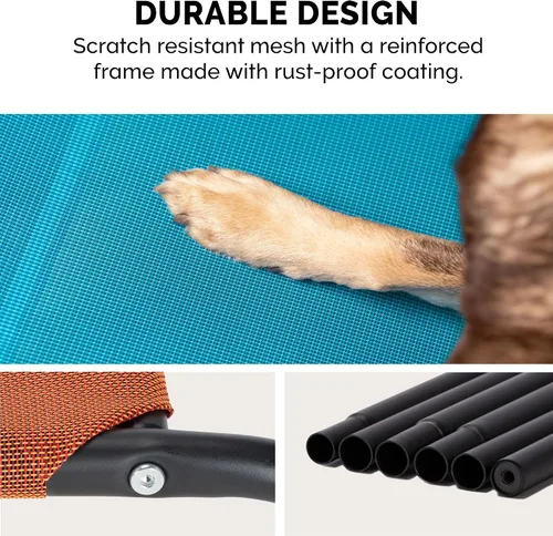 Vista 9 de FurHaven Cunas elevadas para mascotas – Hamaca de malla de nailon refrescante y transpirable para perros pequeños y gatos, fácil de montar, duradera