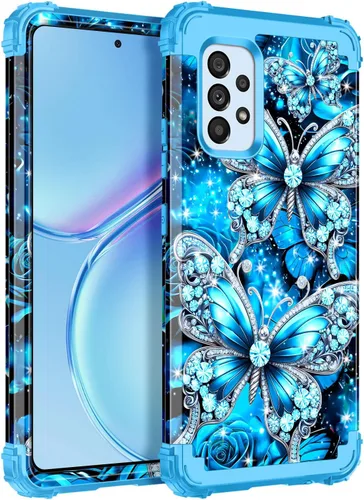 Vista 10 de Casetego Funda compatible con Galaxy A15 5G, que brilla en la oscuridad, tres capas, resistente, resistente, a prueba de golpes, protección