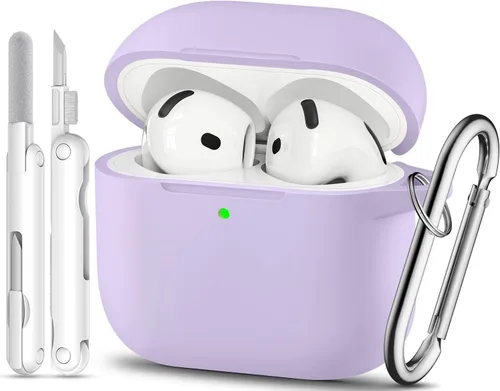 Vista 27 de Funda para AirPods Pro, funda de silicona suave compatible con Airpods Pro de 2ª/1ª generación para mujeres y niñas, con kit de limpieza y llavero 1