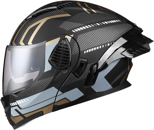 Vista 12 de Casco de Motociclista de Cara Completa con Visera Dual y Abatible para Adultos, Hombres y Mujeres, Integrado para Motocicleta, Calle, Ciclomotor