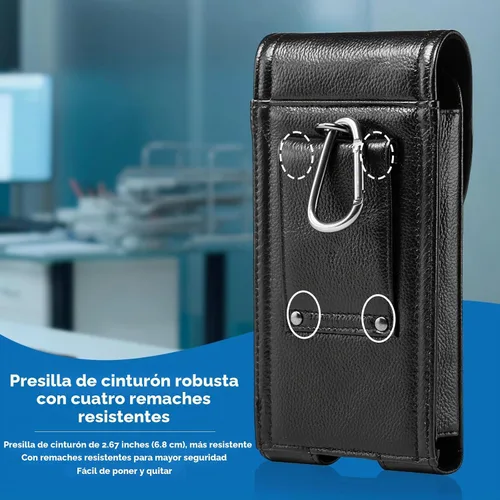 Vista 5 de Funda de cuero del teléfono celular para el cinturón, caja de la Negro