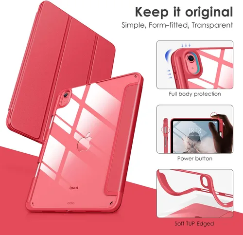 Vista 3 de DTTOCASE - Funda para iPad de 10.ª generación de 2022, 10.9”, reverso transparente y marco de poliuretano termoplástico antigolpes