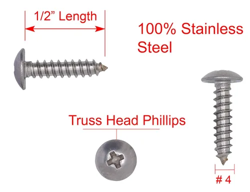 Vista 2 de Bolt Dropper #4 X 1/2 pulgada Tornillo Phillips de cabeza en t de acero inoxidable para madera (100 piezas) Tornillos de acero inoxidable 18-8