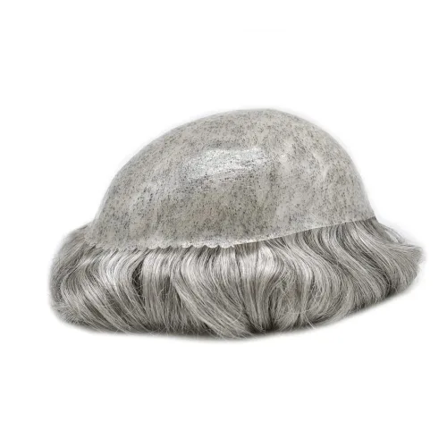 Vista 229 de Toupee para hombre 100% cabello humano real tupé para hombres 0.004 in piel de poliuretano para hombre, sistema de reemplazo de piezas de pelo