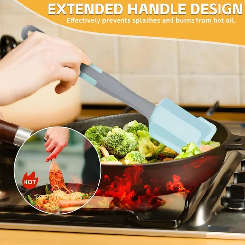 Vista 3 de Cepillo y espátula de silicona para untar – Extra largo, resistente al calor, para hornear, raspar, mezclar, barbacoa, parrilla, cocina, cocina