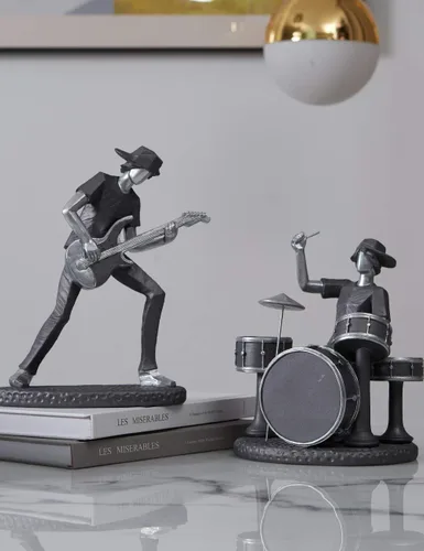 Vista 4 de HAUCOZE Estatua de músico, estatua musical, regalo, decoración del hogar, centro de mesa, escultura para piano estudio, dormitorio, poliresina, 9.5