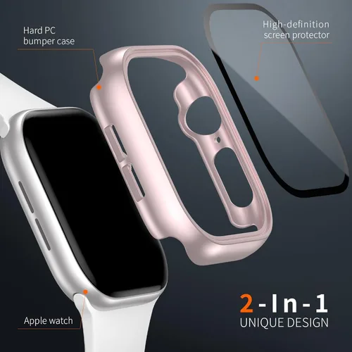 Vista 3 de Pack de 6 fundas para Apple Watch Series 11/10 de 42 mm con protector de pantalla de vidrio templado, BHARVEST Funda protectora de policarbonato