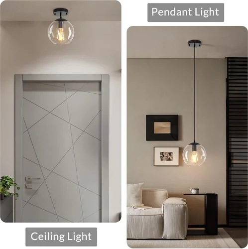 Vista 6 de Lámpara Colgante de Globo, Accesorio de Iluminación Colgante Moderno, Candelabro Clásico en Racimo con Pantallas de Vidrio Transparente