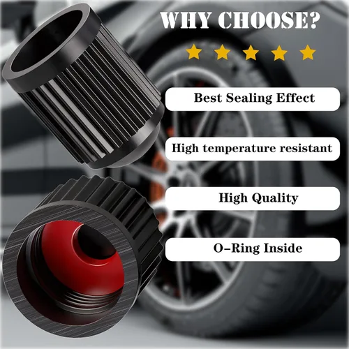 Vista 81 de 10 piezas de tapas de válvula de neumático TPMS con vástago largo, tapas de válvula de rueda de plástico negro para TPMS TR20008, tapas de vástago