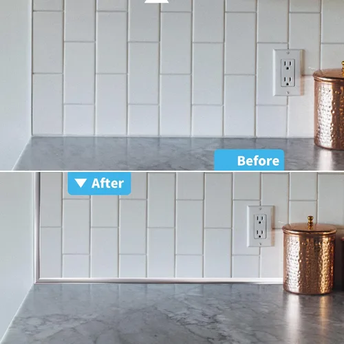 Vista 6 de Art3d Moldura de Vinilo Flexible de 30 Pies para Despegar y Pegar para Bordes de Azulejos de Pared, Protector contra Salpicaduras de Cocina, Marco