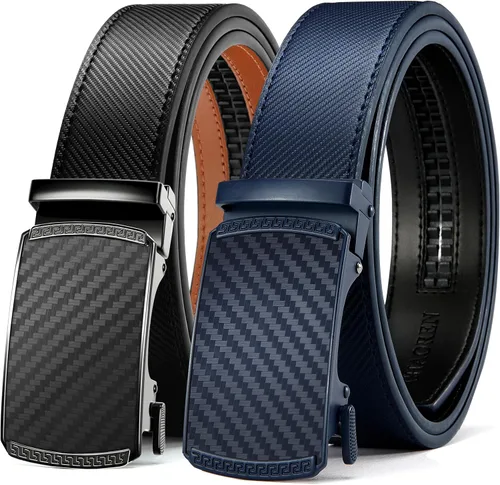 Vista 10 de CHAOREN Mens Belt Leather Ratchet Belt 2 Pack - Customizable Fit, Effortless Style (35mm)
