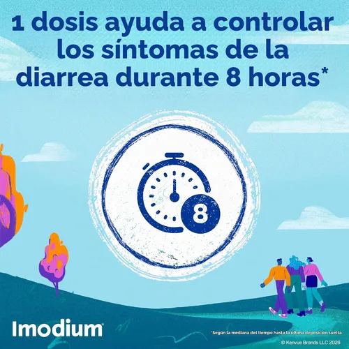 Vista 3 de Cápsulas de alivio de diarrea Imodium A-D con clorhidrato de loperamida, medicina antidiarreica para ayudar a controlar los síntomas de diarrea