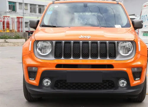 Vista 3 de YOCTM Accesorios para Jeep Renegade 2019 2020 2021, insertos de rejilla delantera, cubierta de malla + marco de luz antiniebla delantera + bisel
