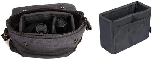 Vista 3 de S-ZONE - Bolsa impermeable a prueba de golpes y plegable para lentes de cámara, para Canon, Nikon Gris