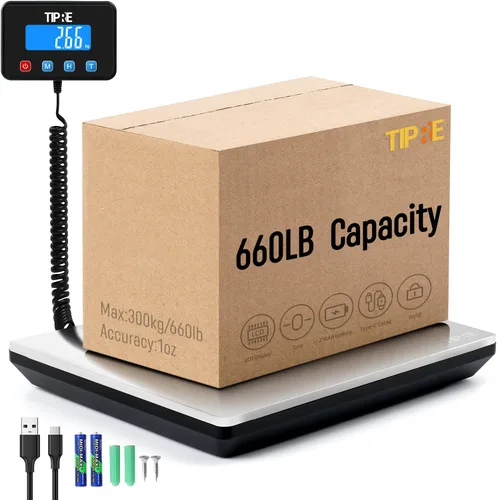 Vista 9 de TIPRE Báscula de envío de 440 libras para paquetes, báscula postal digital resistente con pantalla LCD, escala exprés de alta precisión de 0.35