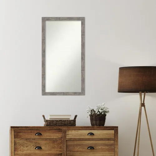 Vista 160 de Amanti Art Silver Bathroom Mirror for Over Sink, 26x35 Custom Made Marred Pewter Rectangle Vanity Mirror, Large Casual Wood Frame, Hangs Horizonally