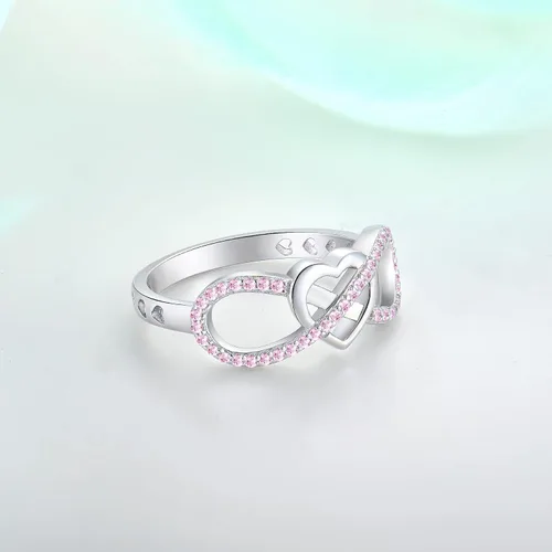 Vista 5 de STARCHENIE Anillo de corazón infinito para mujer, plata de ley 925, anillo de promesa, talla 10