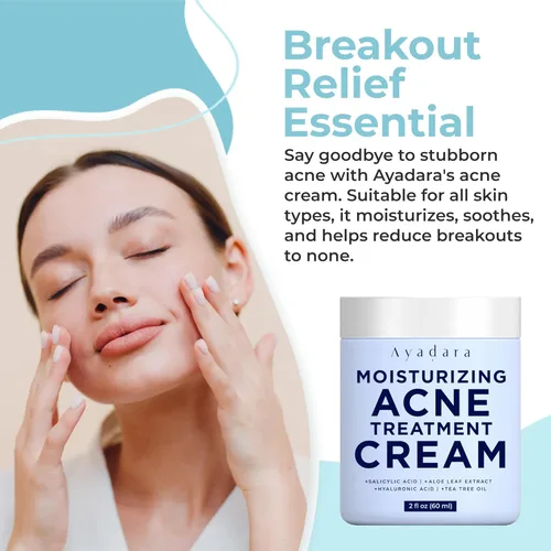 Vista 4 de Crema hidratante para el acné, hidratante facial de ácido salicílico para pieles grasas y propensas al acné, ayuda con espinillas, puntos negros