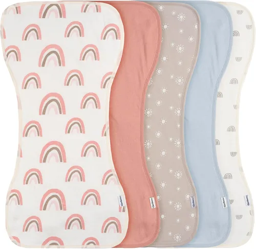 Vista 10 de Gerber Paños unisex para eructos para bebé, paquete de 5, azul dorado, tamaño 10.5 x 21 pulgadas
