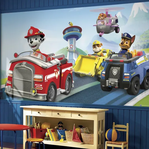 Vista 3 de RoomMates JL1341M Paw Patrol - Mural de pared extraíble en aerosol activado por agua y palo, 10.5 pies x 6 pies