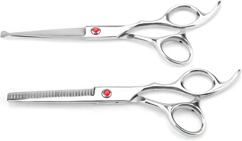 Vista 5 de Tijeras de peluquería, Tijeras de adelgazamiento de corte Conjunto de tijeras texturizantes para el cabello Salón de la Familia de Diente Plano