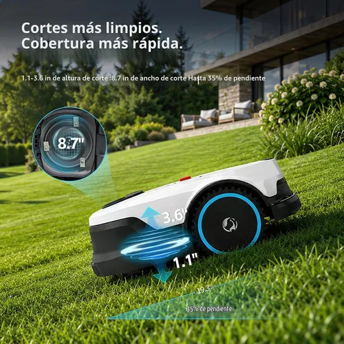 Vista 5 de Cortacésped, visual+navegación RTK, funciona debajo de árboles, sin cables, cubre hasta 1/4 acre, cortacésped robótico con mapeo automático