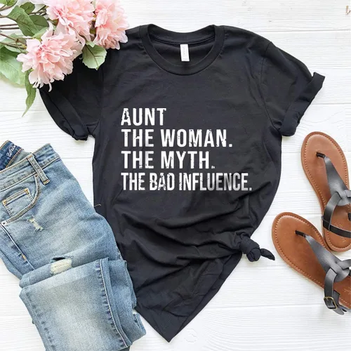 Vista 6 de Funny Aunt T-Shirt, Aunt T shirt, Best Auntie Ever Tee, Auntie Tee, Aunt Gift, Gift For Aunt, Aunt The Women The Myth The Bad Influence Shirt
