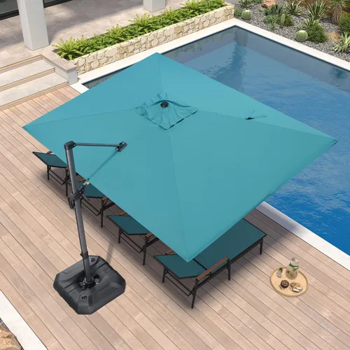 Vista 102 de PURPLE LEAF Sombrilla de patio de 8 pies para exteriores, sombrilla voladiza cuadrada de aluminio con rotación de 360 grados para jardín, terraza