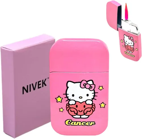 Vista 14 de NIVEK Encendedor de gatito Y2k 12 Consetelaciones Horóscopo Astrología Zodiaco Signos de nacimiento Pretty Pink Flame Kawaii Coleccionable Japonés