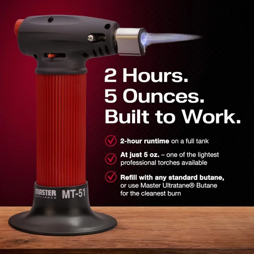 Vista 7 de Master Appliance MT-51 Antorcha de butano profesional, linterna de antorcha manual, antorcha mini de llama ajustable, recargable con combustible