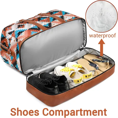 Vista 120 de IBFUN Bolsas de fin de semana para mujer, bolsa grande de lona para viaje, bolsa de viaje con compartimento para zapatos, 21 pulgadas, juego de 3