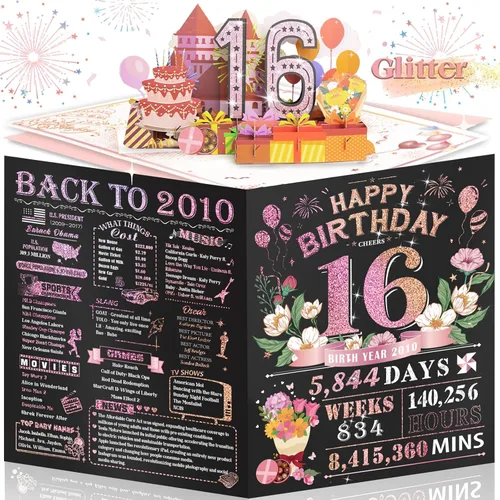Vista 33 de Tarjeta de cumpleaños número 10 para niña, niño, nieto, nieta, hijo, hija, gigante, desplegable, “Happy 10th Year Old”, decoración, regalo de Negro