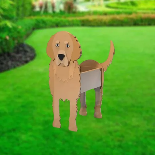Vista 9 de XOOFMASS Lindas macetas de perro para plantas al aire libre, macetas de madera para perros, macetas en forma de perro, macetas para suculentas