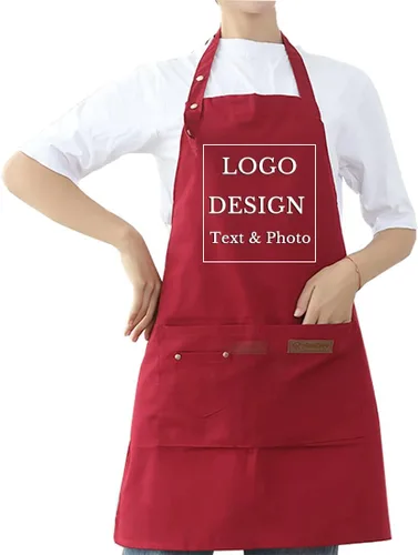 Vista 11 de Delantal personalizado para hombres y mujeres, delantales de lona de cocina personalizados con bolsillos, nombre, texto, logotipo, imagen