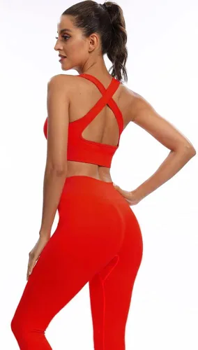 Vista 4 de MATIRD Conjuntos de entrenamiento para mujer 2 piezas sin costuras para yoga gimnasio conjunto de ropa deportiva leggings de cintura alta brasier