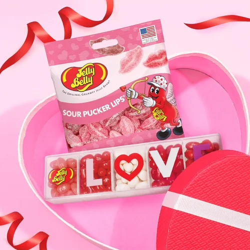 Vista 4 de Jelly Belly Valentine Sour Pucker Lips 2.8 oz Grab & Go Bolsa