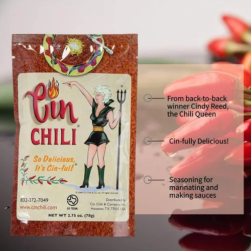 Vista 4 de Cin Chili Mix Salsa de condimentos deliciosamente molesta para cocinar o hornear, paquete de 3
