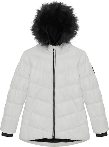 Vista 2 de Juicy Couture Girls Puffer Jacket, Laminated Bubble Kids Coat with Fur Hoodie