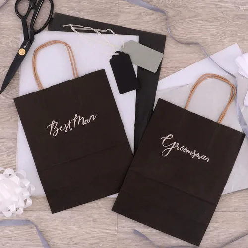 Vista 6 de Prime Line Packaging Bolsas de regalo negras, bolsas de regalo de papel con asas, bolsas al por menor para pequeñas empresas, boutique, compras, a