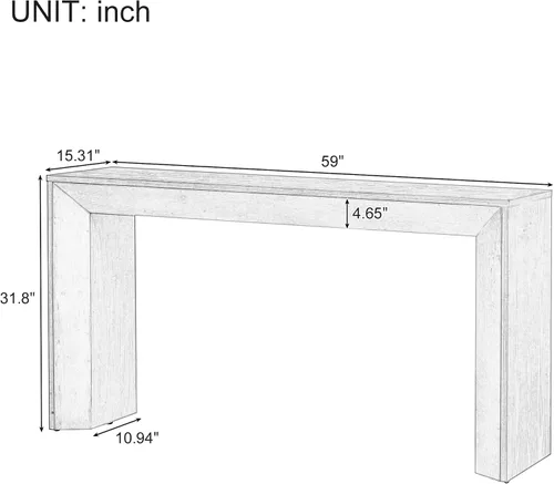 Vista 2 de Mesa consola moderna de 59 pulgadas, color negro, mesa de entrada elegante y versátil para sofá detrás del sofá para sala de estar, pasillo