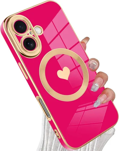 Vista 38 de tharlet Funda Magnética para iPhone 11 [Compatible con Magsafe] Lindo Corazón de Amor de Lujo Chapado Borde Dorado Parachoques con Lente de Cámara