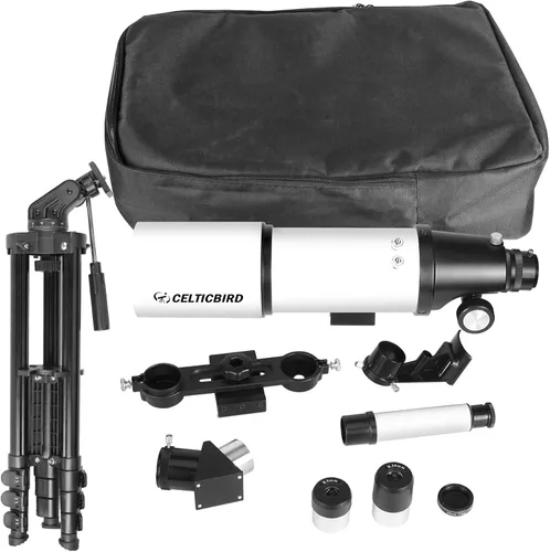Vista 8 de Telescopio Celticbird para adultos de alta potencia, apertura de 80 mm, montura AZ de 600 mm, telescopio refractor para niños principiantes